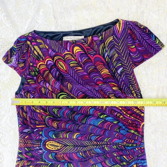 Evan Picone Women's Dress Peacock Feather Pattern Sz 10 Eclectic Cocktail Attire - Picture 8 of 14